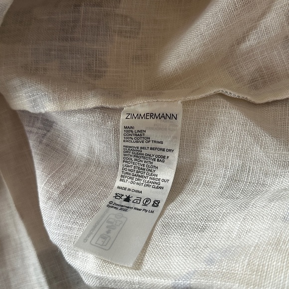 NWT Zimmermann Luminosity Belted Linen Midi Dress Beige Floral | ZIM 0 / US XS - Picture 11 of 13